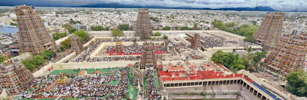 an aerial view of madurai city from atop of meenakshi amman temple