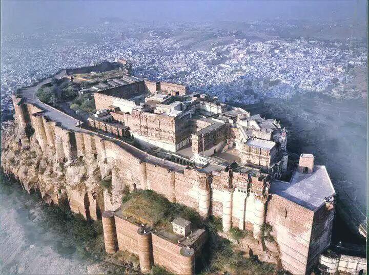 jodhpur mehrangarh fort top from sky